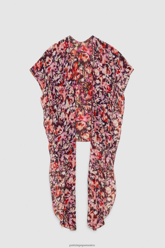 accesorio mx Patrizia Pepe mujer estola con estampado de viscosa flor roja marciana 66024R931