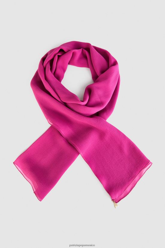 accesorio mx Patrizia Pepe mujer estola de bufanda de seda elegante ceremonia fucsia 66024R926