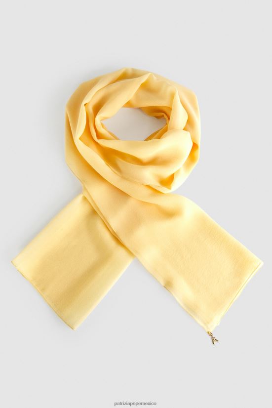 accesorio mx Patrizia Pepe mujer estola de bufanda de seda elegante claridad amarilla 66024R930