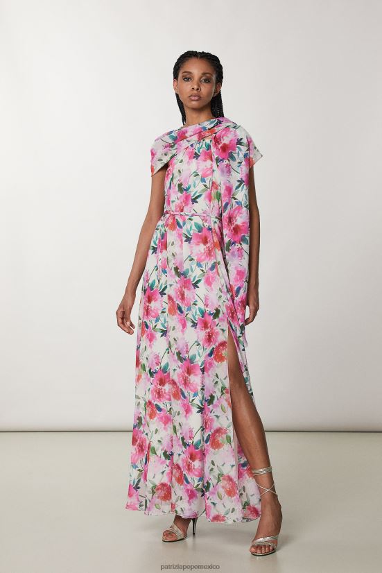 accesorio mx Patrizia Pepe mujer estola de crepé estampada flor de ceremonia 66024R924