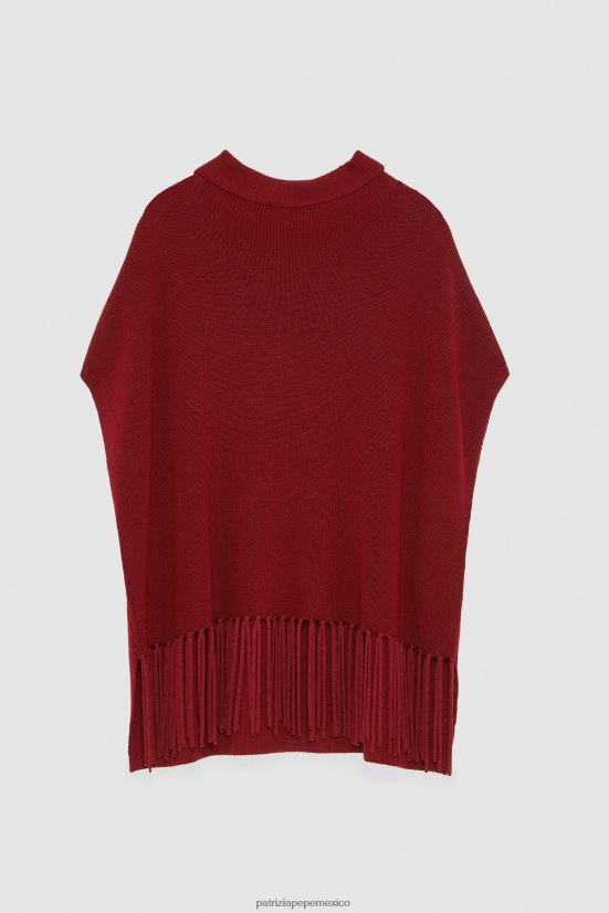 accesorio mx Patrizia Pepe mujer poncho de lana rojo marciano 66024R131