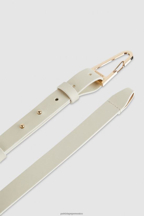 accesorio mx Patrizia Pepe mujer cinturón con detalles metálicos blanquecino 66024R976