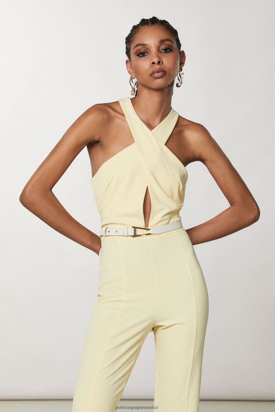 accesorio mx Patrizia Pepe mujer cinturón con detalles metálicos blanquecino 66024R976