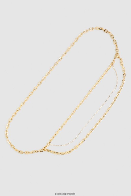 accesorio mx Patrizia Pepe mujer cinturón de cadena de latón cristal de oro 66024R913