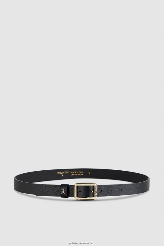 accesorio mx Patrizia Pepe mujer cinturón de cintura baja de cuero martillado Nerón 66024R971