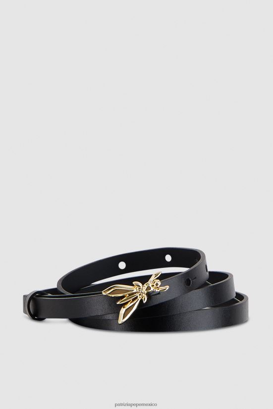 accesorio mx Patrizia Pepe mujer cinturón de cuero de cintura baja Nerón 66024R979