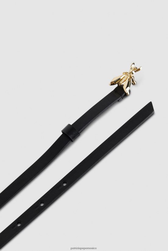 accesorio mx Patrizia Pepe mujer cinturón de cuero de cintura baja Nerón 66024R979