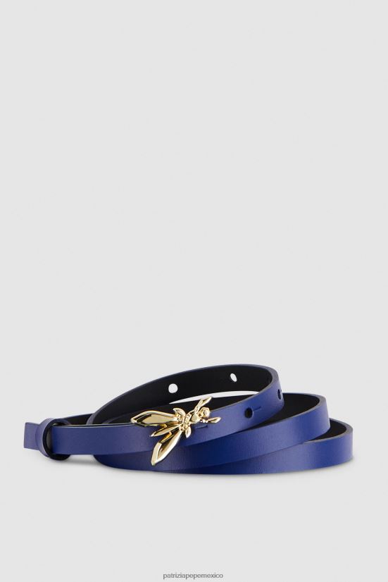 accesorio mx Patrizia Pepe mujer cinturón de cuero de cintura baja destello azul 66024R980