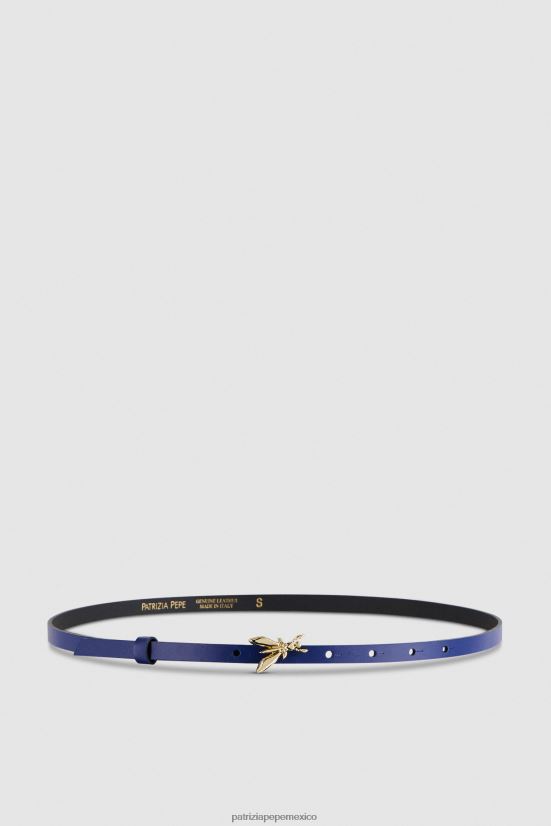 accesorio mx Patrizia Pepe mujer cinturón de cuero de cintura baja destello azul 66024R980