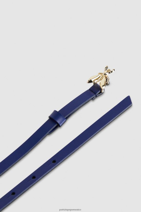 accesorio mx Patrizia Pepe mujer cinturón de cuero de cintura baja destello azul 66024R980