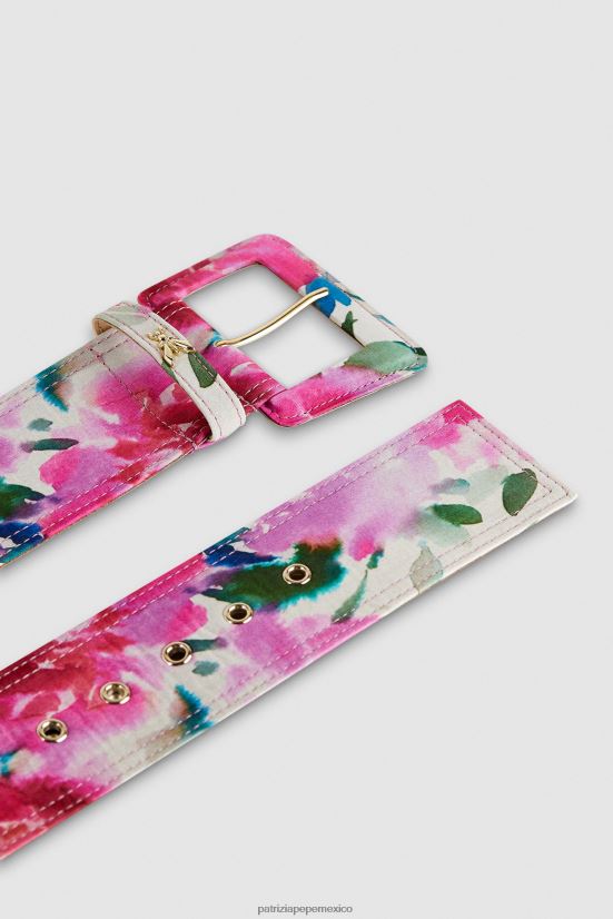 accesorio mx Patrizia Pepe mujer cinturón de talle alto con hebilla de tela flor de ceremonia 66024R963