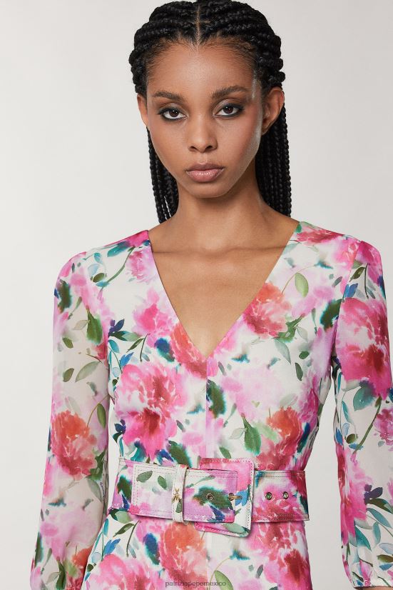 accesorio mx Patrizia Pepe mujer cinturón de talle alto con hebilla de tela flor de ceremonia 66024R963