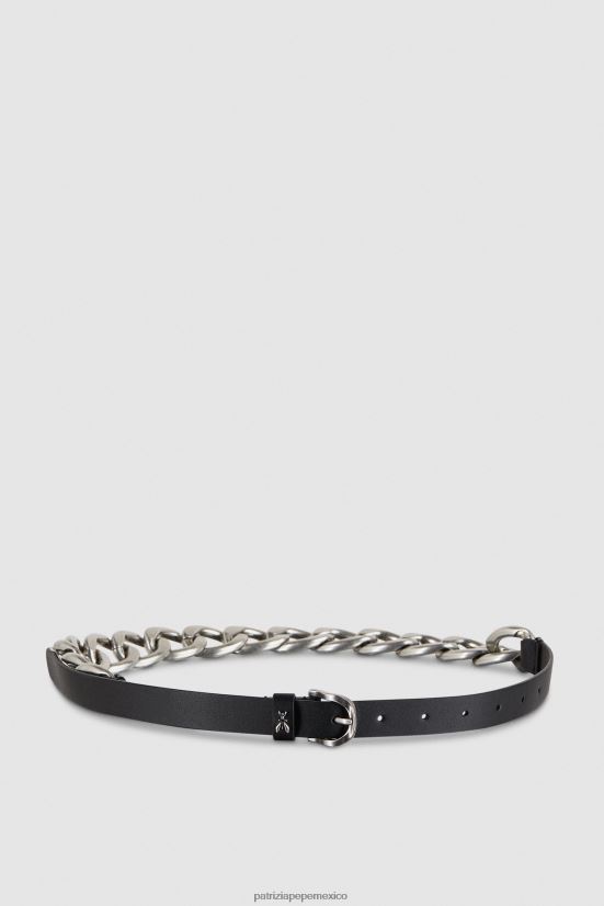accesorio mx Patrizia Pepe mujer cinturón dorado con maxicadena neroplata 66024R969