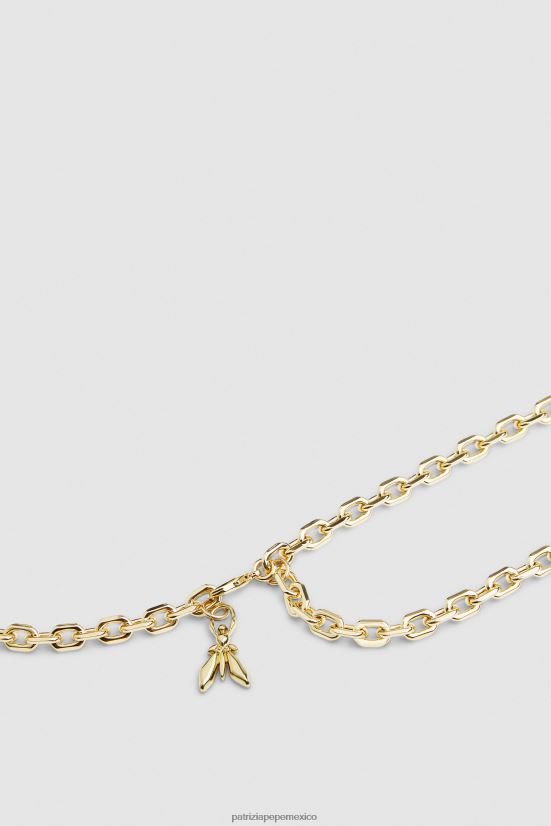 accesorio mx Patrizia Pepe mujer nuevo cinturón de cadena con corte de diamante oro claro brillante 66024R912