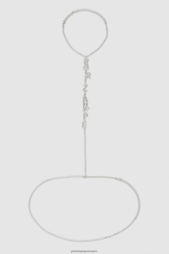 accesorio mx Patrizia Pepe mujer collar-cinturón de latón y strass plata/cristal 66024R904