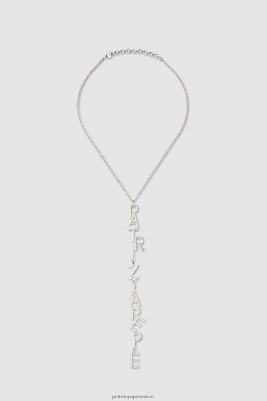 accesorio mx Patrizia Pepe mujer collar con colgante de latón y cristal plata/cristal 66024R921