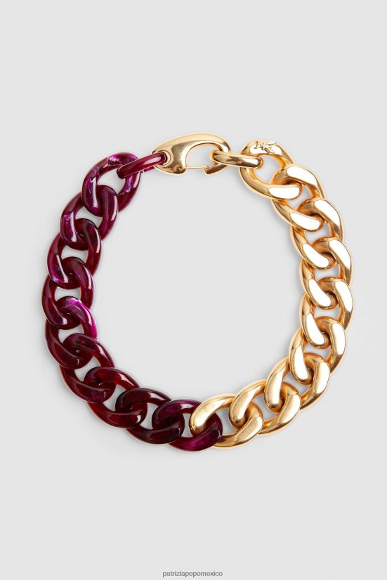 accesorio mx Patrizia Pepe mujer collar maxi cadena efecto mármol y oro oro purpura 66024R896