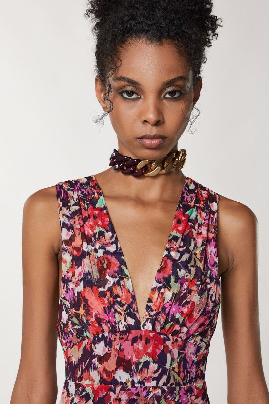 accesorio mx Patrizia Pepe mujer collar maxi cadena efecto mármol y oro oro purpura 66024R896