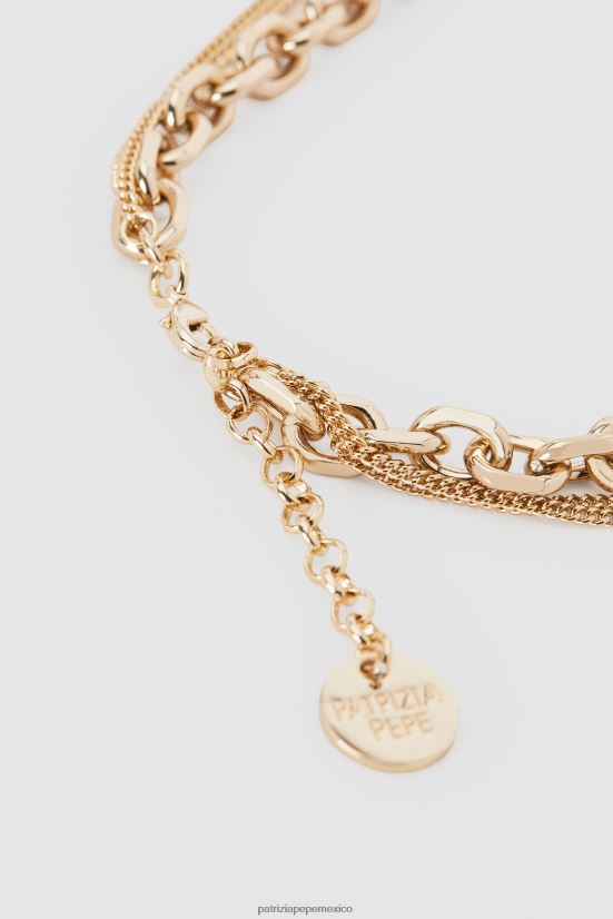 accesorio mx Patrizia Pepe mujer gargantilla con detalle de cadena oro claro brillante 66024R920