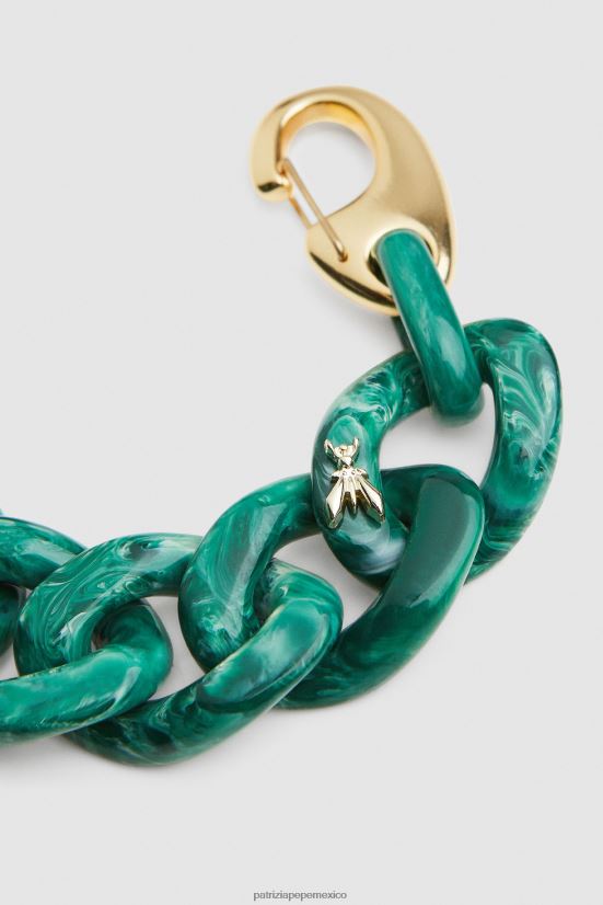 accesorio mx Patrizia Pepe mujer pulsera de cadena maxi de mármol verde verde marmol 66024R951