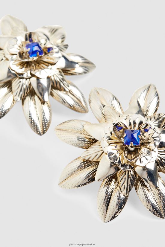 accesorio mx Patrizia Pepe mujer pendientes de latón y cristal paladio y cristal azul 66024R905