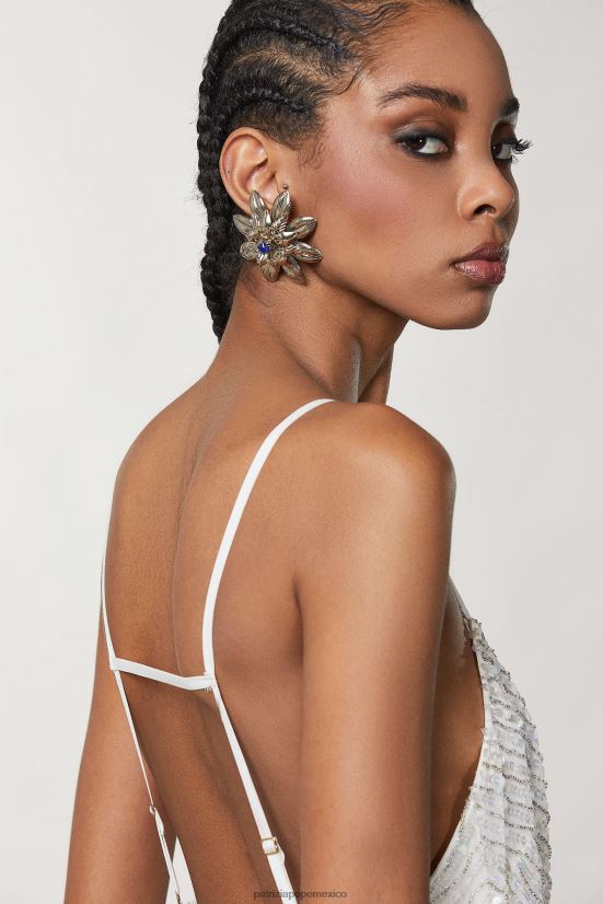 accesorio mx Patrizia Pepe mujer pendientes de latón y cristal paladio y cristal azul 66024R905