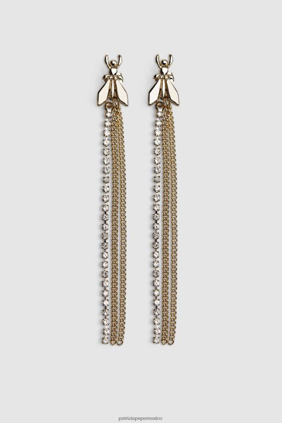 accesorio mx Patrizia Pepe mujer pendientes de latón y vidrio cristal de oro 66024R917