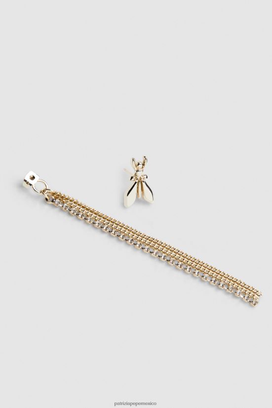 accesorio mx Patrizia Pepe mujer pendientes de latón y vidrio cristal de oro 66024R917