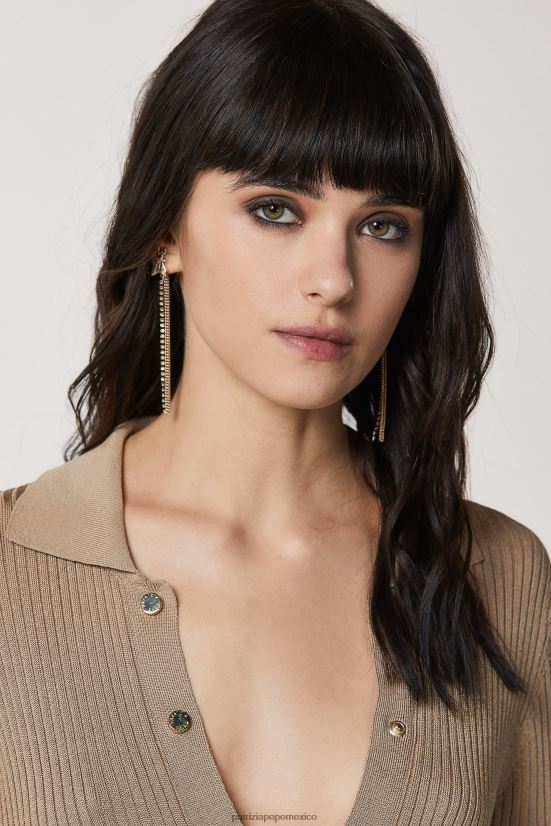 accesorio mx Patrizia Pepe mujer pendientes de latón y vidrio cristal de oro 66024R917
