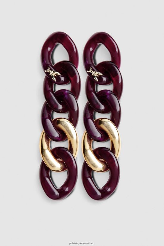 accesorio mx Patrizia Pepe mujer pendientes maxi cadena efecto oro y mármol oro purpura 66024R897