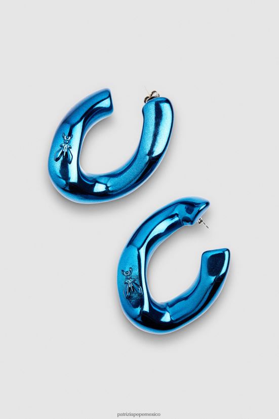 accesorio mx Patrizia Pepe mujer pendientes maxi de cadena azul brillante 66024R899