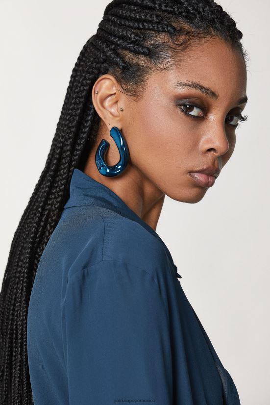 accesorio mx Patrizia Pepe mujer pendientes maxi de cadena azul brillante 66024R899