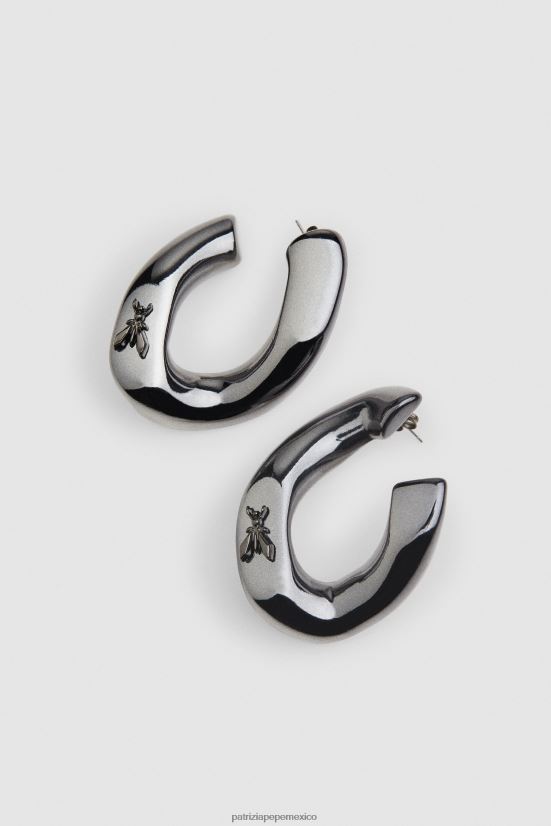accesorio mx Patrizia Pepe mujer pendientes maxi de cadena metal oscuro 66024R891