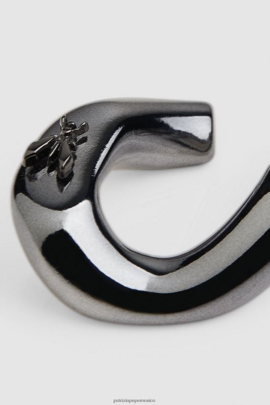 accesorio mx Patrizia Pepe mujer pendientes maxi de cadena metal oscuro 66024R891