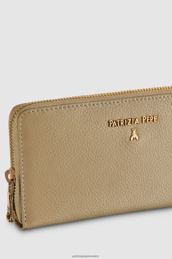 accesorio mx Patrizia Pepe mujer bolso esencial con cremallera alrededor verde salvia 66024R993