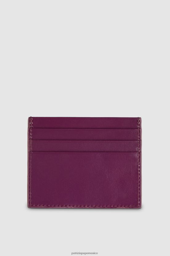 accesorio mx Patrizia Pepe mujer tarjetero de cuero morado futurista 66024R983