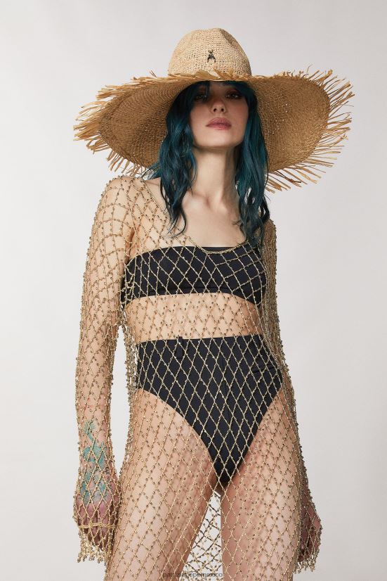 accesorio mx Patrizia Pepe mujer sombrero de rafia de ala ancha arena/coco 66024R941