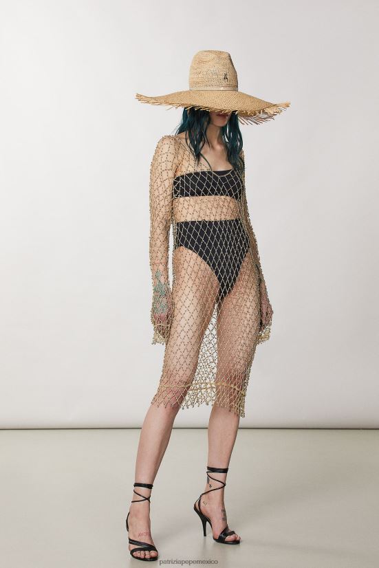 accesorio mx Patrizia Pepe mujer sombrero de rafia de ala ancha arena/coco 66024R941