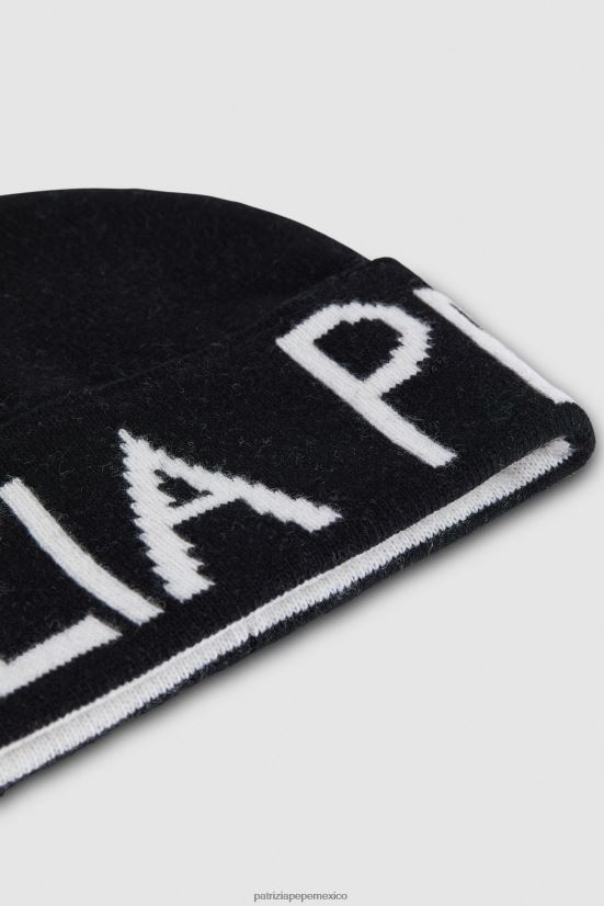 accesorio mx Patrizia Pepe mujer sombrero en mezcla de lana con logo blanco negro 66024R996