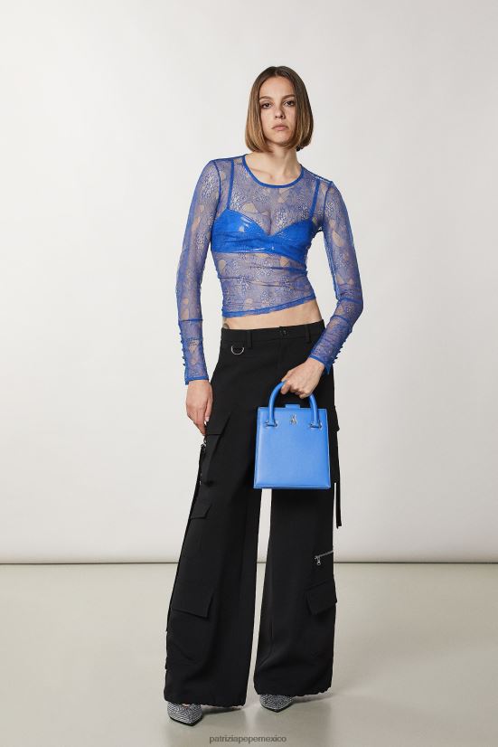 bolsas| mx Patrizia Pepe mujer bolso con correa para el hombro rayo azul 66024R717