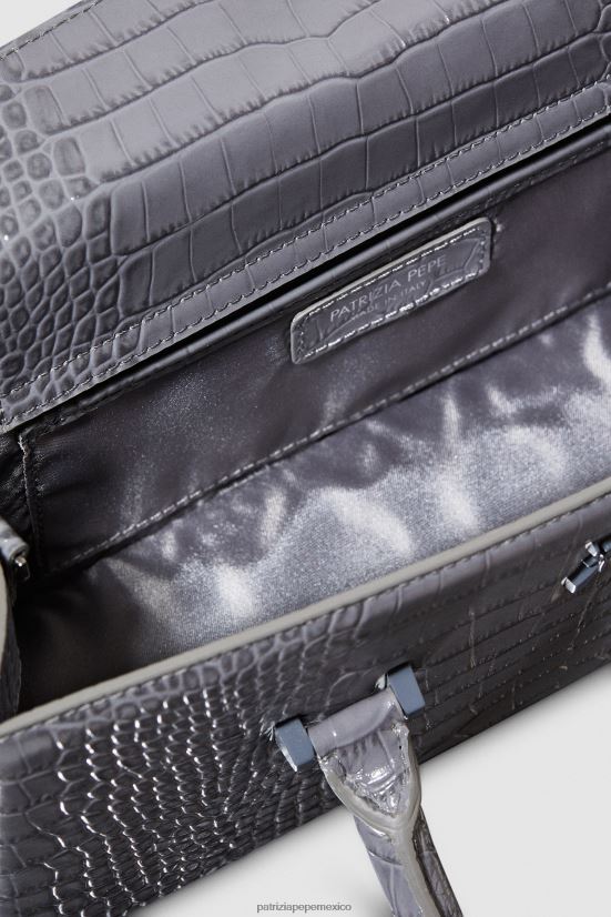 bolsas| mx Patrizia Pepe mujer mosca con estampado de cocodrilo bamby gris monocromático 66024R763