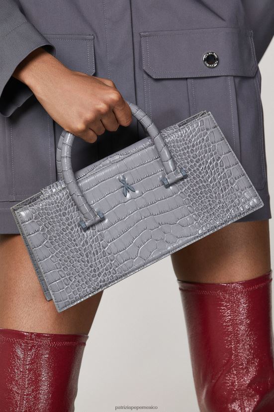 bolsas| mx Patrizia Pepe mujer mosca con estampado de cocodrilo bamby gris monocromático 66024R763