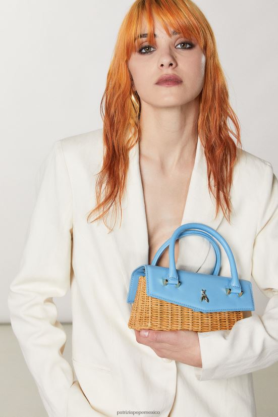 bolsas| mx Patrizia Pepe mujer volar bamby capri azul/natural 66024R724