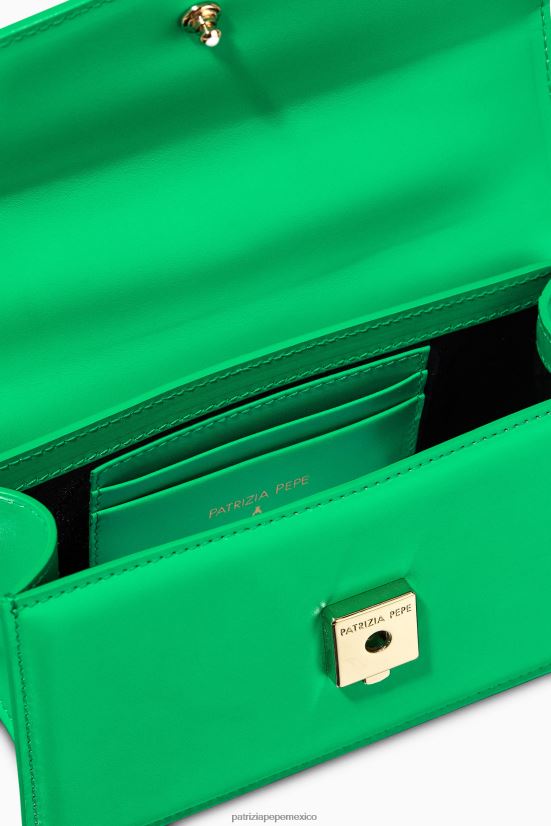 bolsas| mx Patrizia Pepe mujer volar bebé de cuero ácido verde 66024R739