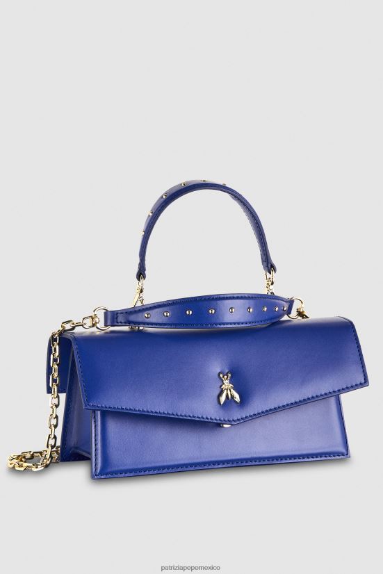 bolsas| mx Patrizia Pepe mujer volar bebé de cuero destello azul 66024R722