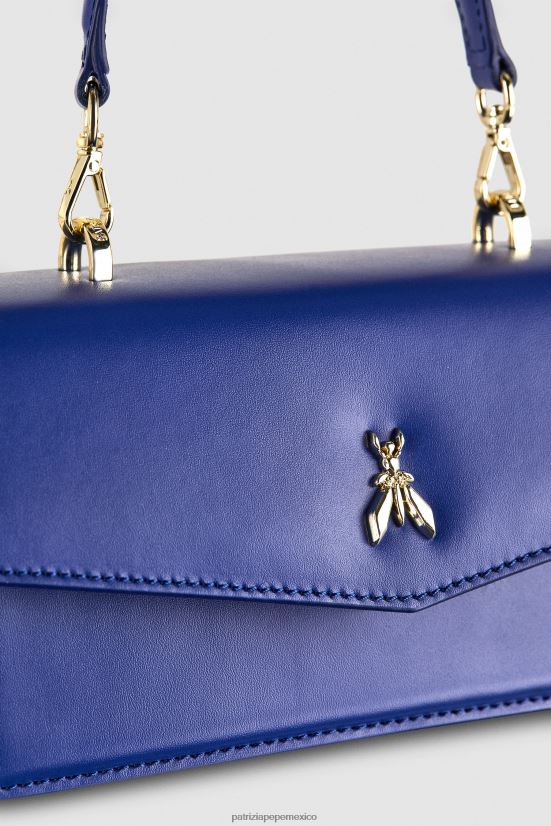 bolsas| mx Patrizia Pepe mujer volar bebé de cuero destello azul 66024R722
