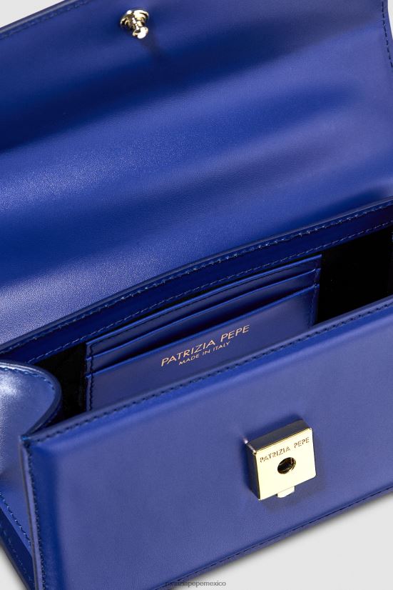 bolsas| mx Patrizia Pepe mujer volar bebé de cuero destello azul 66024R722
