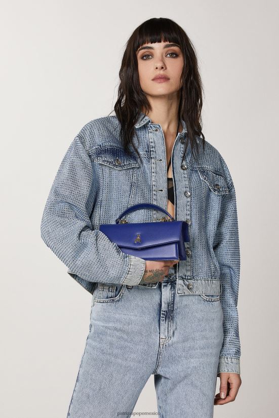 bolsas| mx Patrizia Pepe mujer volar bebé de cuero destello azul 66024R722