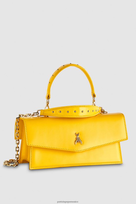 bolsas| mx Patrizia Pepe mujer volar bebé de cuero plátano amarillo 66024R736