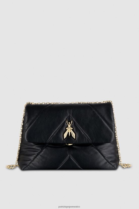 bolsas| mx Patrizia Pepe mujer bandolera acolchada con bragueta Nerón 66024R796